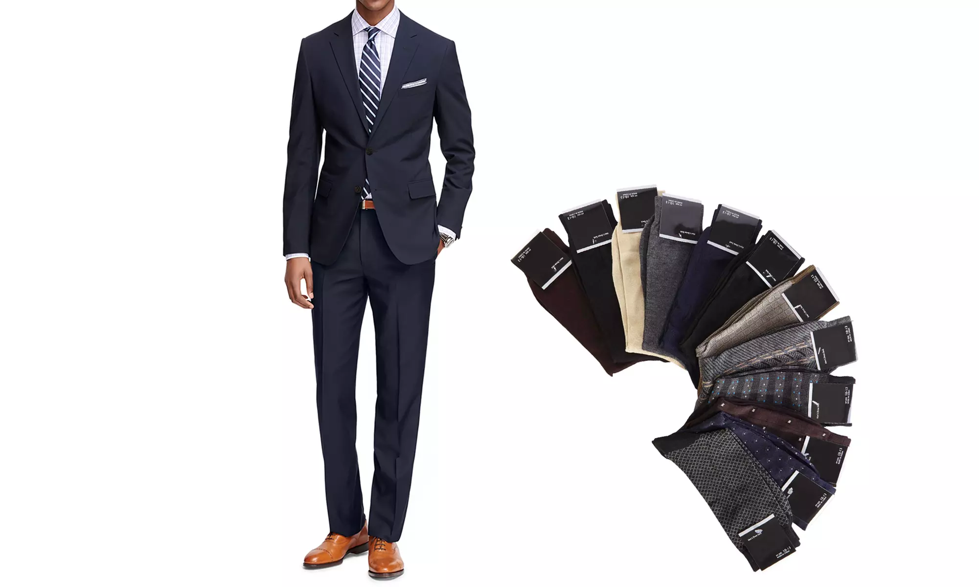 Braveman Classic Fit 2-Piece Suit with Dress Socks - Second Medium