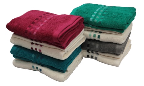 Set di 4 asciugamani in spugna, con fantasia a tema mare, disponibili in vari colori e 2 misure