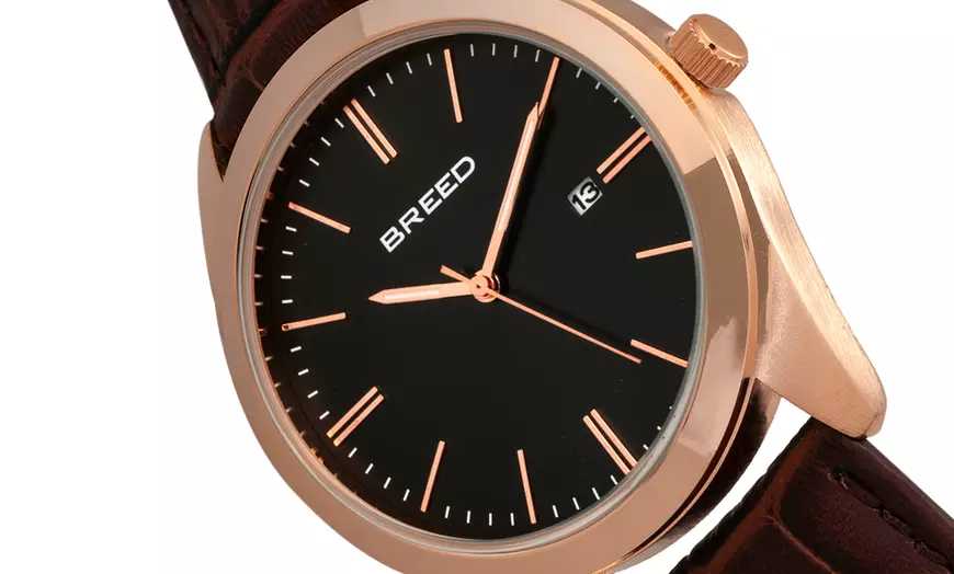 Image 14: Horloges met datum en leren band