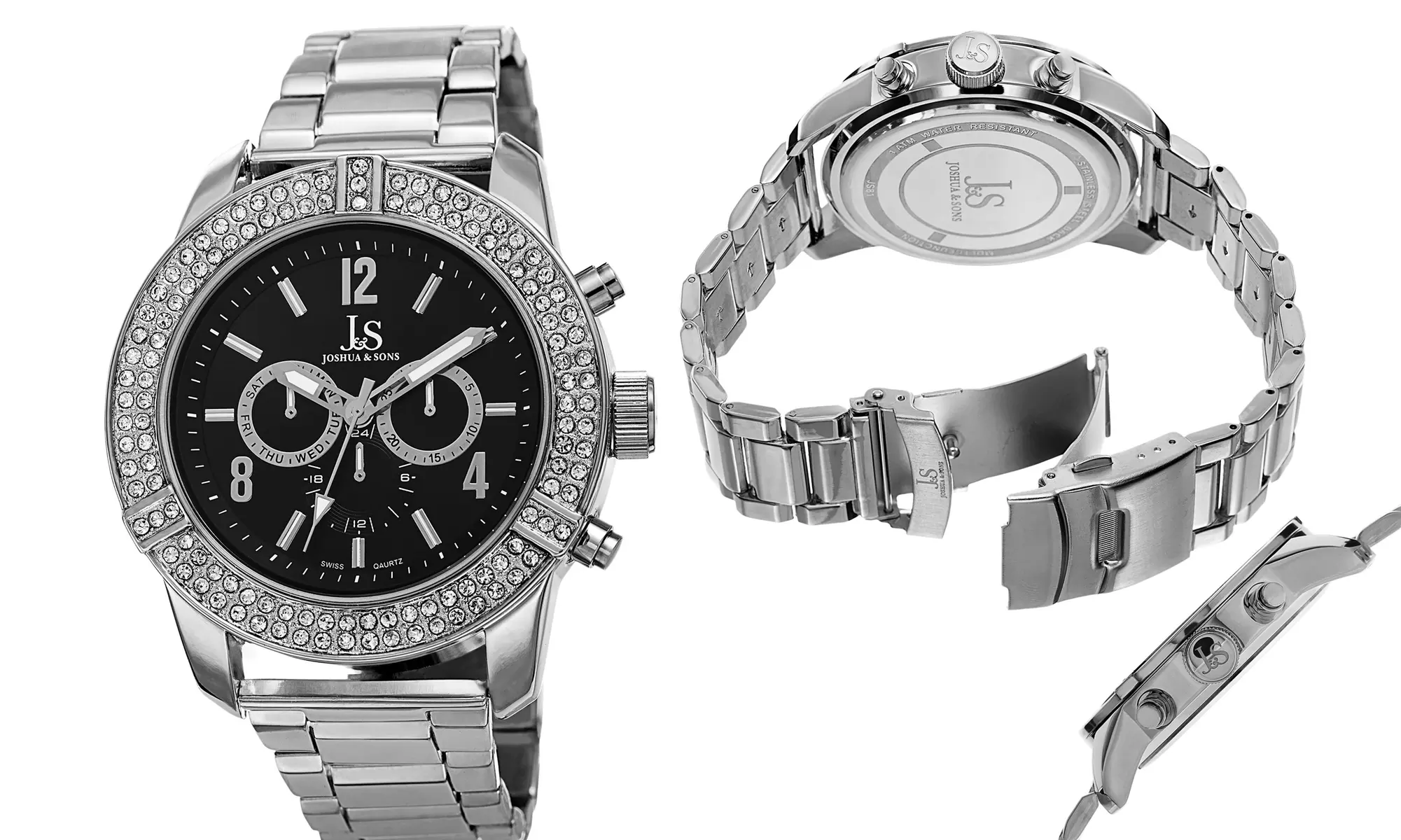 Joshua & Sons Men's Crystal Bezel Watch Collection - Second Medium
