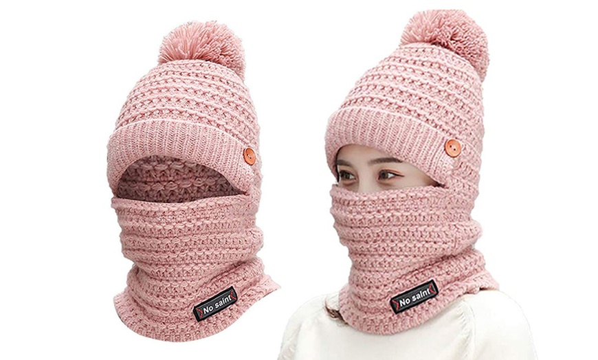 Image 10: Womens Winter Hat Warm Thick Cap Scarf Knit Ski Beanies