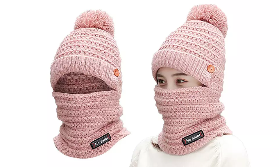 Womens Winter Hat Warm Thick Cap Scarf Knit Ski Beanies