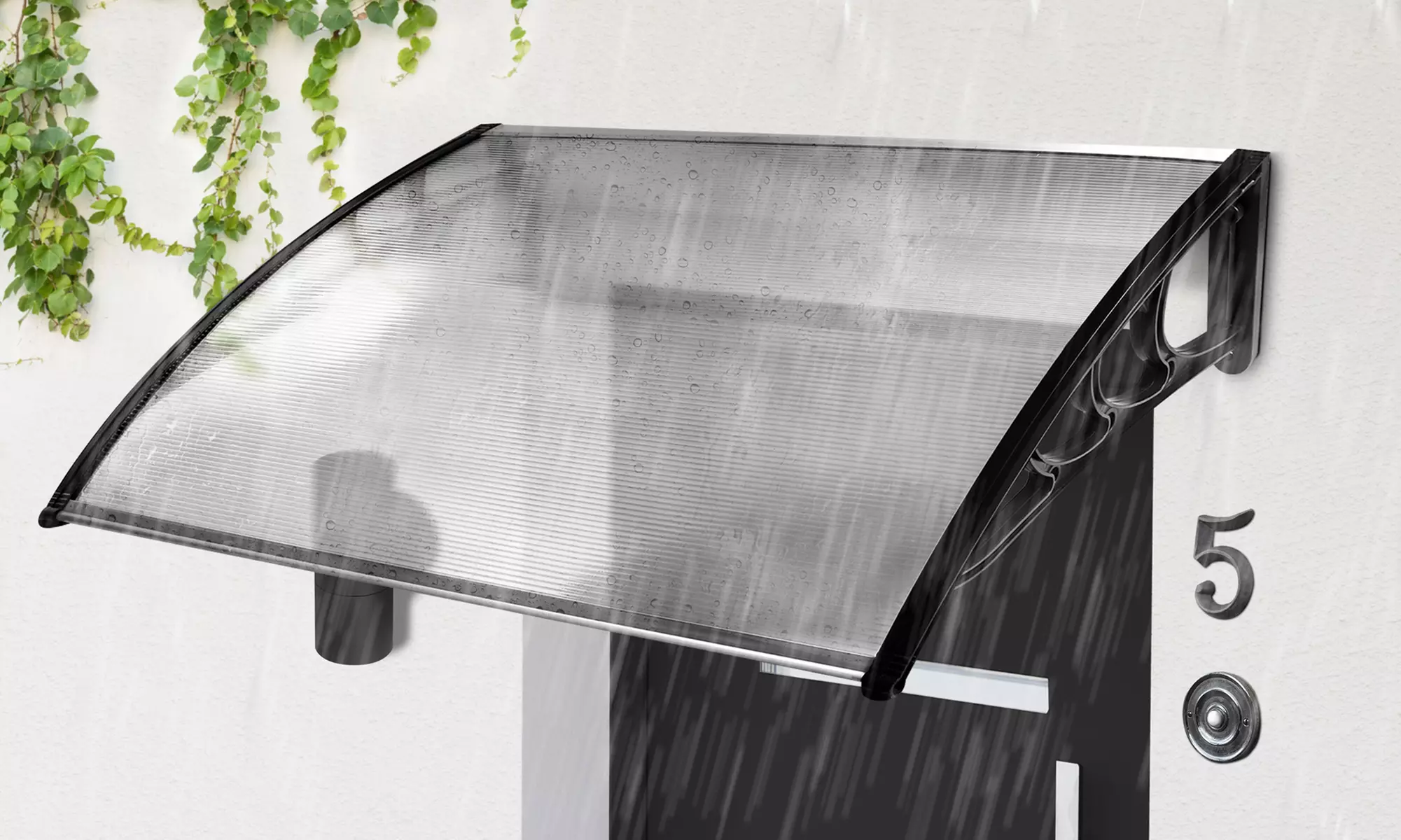 Marquise de porte transparente 1 panneau haute résistance - Primary Image