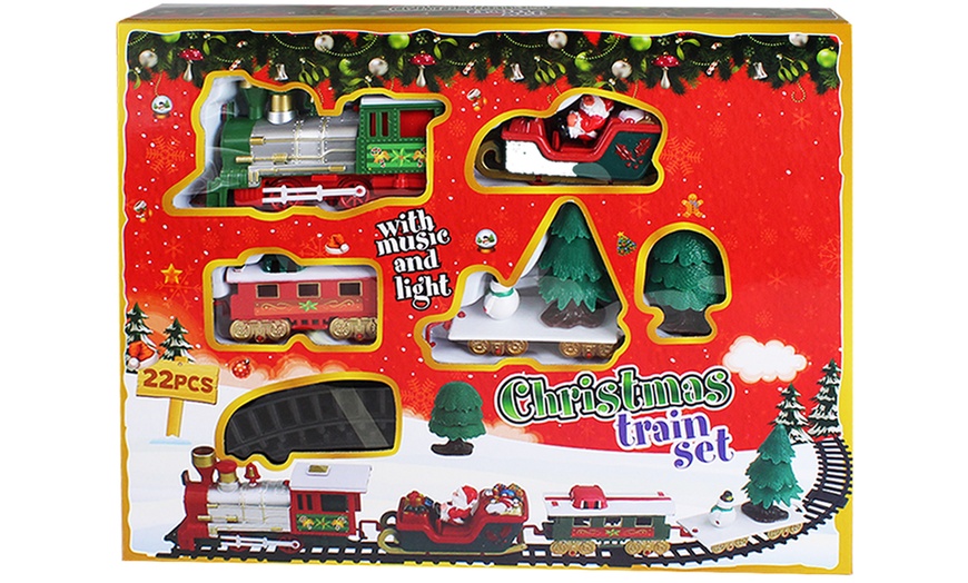 Image 3: Classic Battery Operated Christmas Train Set - 22 Piece Set