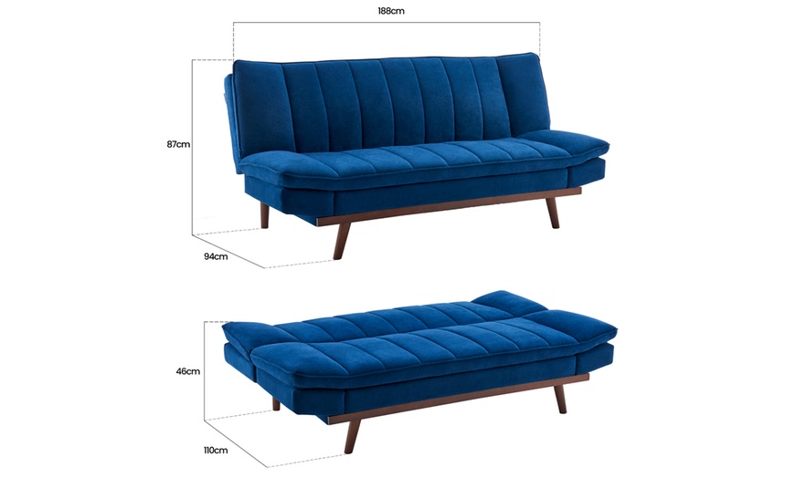 Image 6: Three-Seater Velvet Sofa Bed