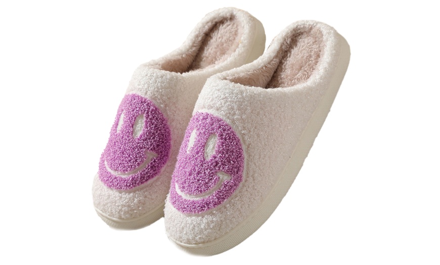 Image 21: Smiley Face Plush Slippers