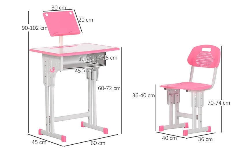 Image 5: HomCom Kids' Height-Adjustable Table and Chair Set