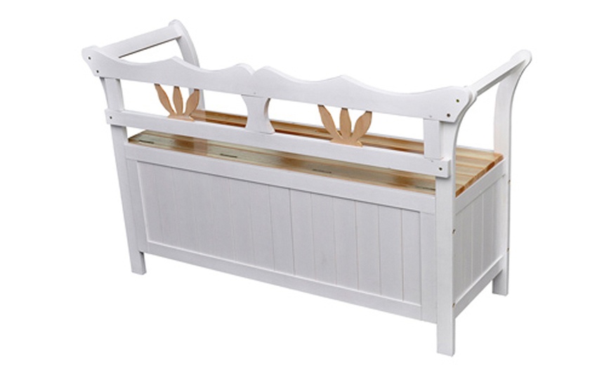 Image 3: White Wooden Storage Bench
