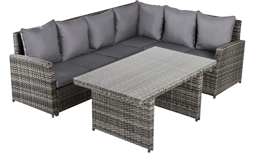 Image 7: Outsunny Rattan-Effect Five-Seater Sofa Set