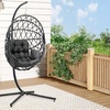 Image 11: Outdoor Cosy Rattan-Effect Hanging Egg Chair with Cushion