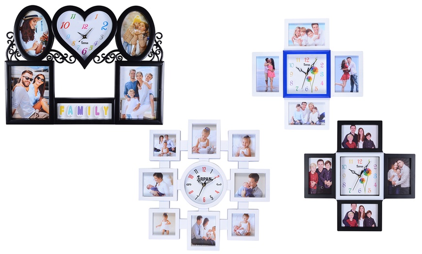 Image 1: Photo Frames with Wall Clock