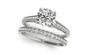 3.64 CTTW Engagement Ring Set Made with Swarovski Crystals (2-Piece)