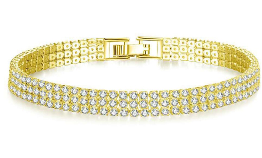 Image 5: Three-Row Pave Bracelet Made with Crystals from Swarovski®