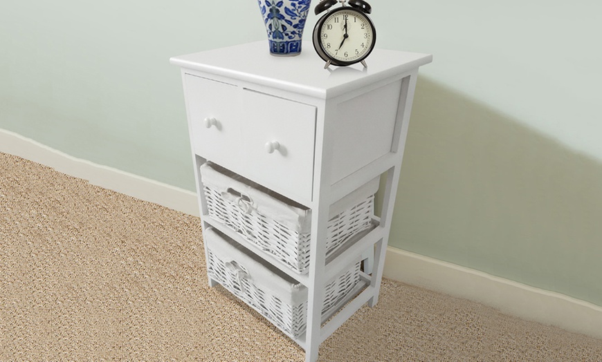 Image 2: White Wicker Storage Units