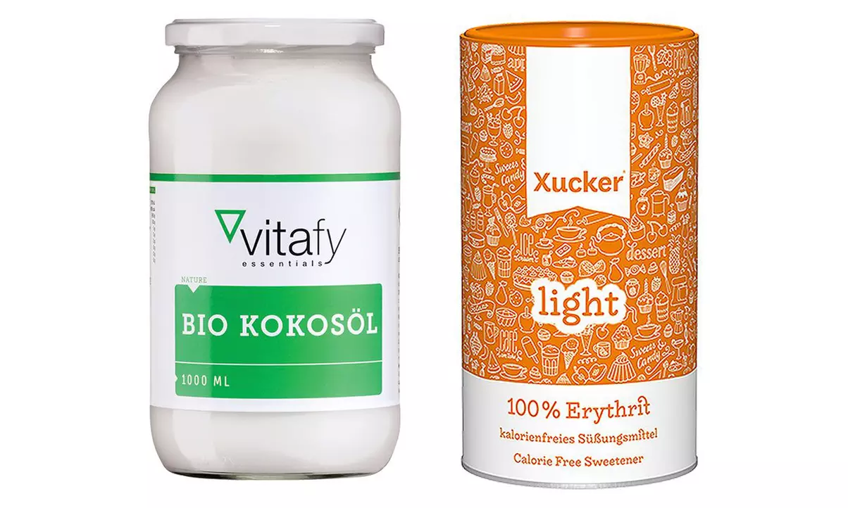 2er-Set Gesunde Nahrung vitafy essentials Bio Kokosöl und Xucker light Erythrit - Primary Image