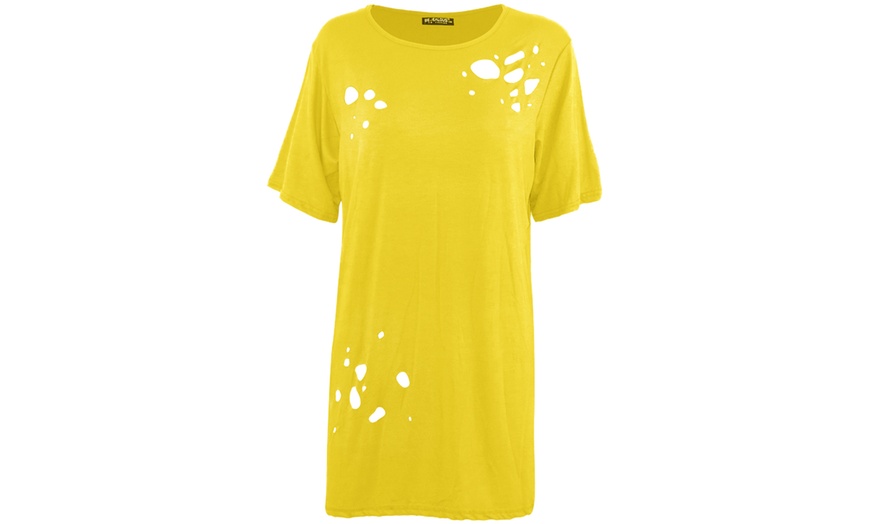 Image 9: Ripped Laser Cut Baggy T-Shirt