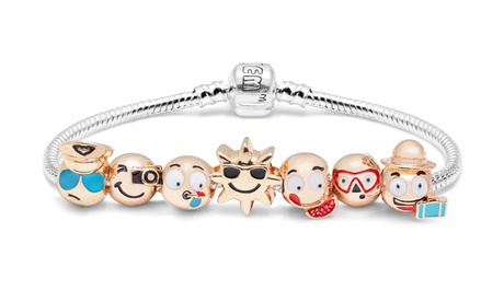 Bracciale Emoji Holiday Time placcato in oro 18 ct Omg Jewel con confezione regalo