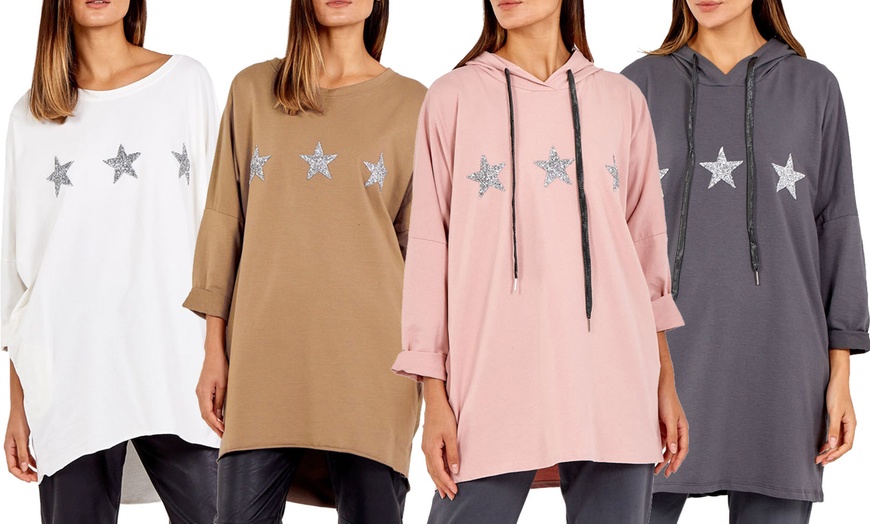 Image 2: Women's Oversized Star-Detailed Sweatshirt or Hoodie