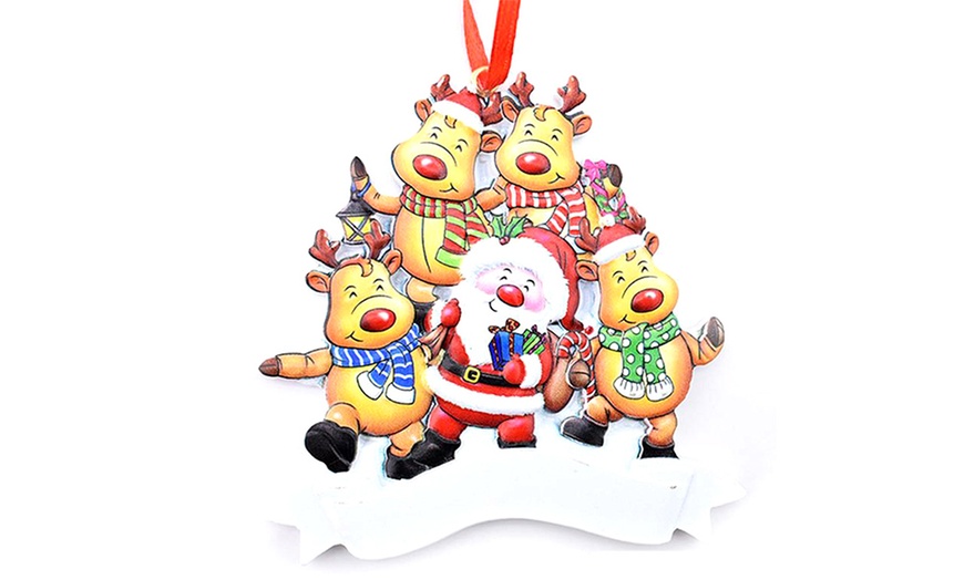 Image 12: One or Two Personalised Santa and Reindeer Christmas Tree Decorations