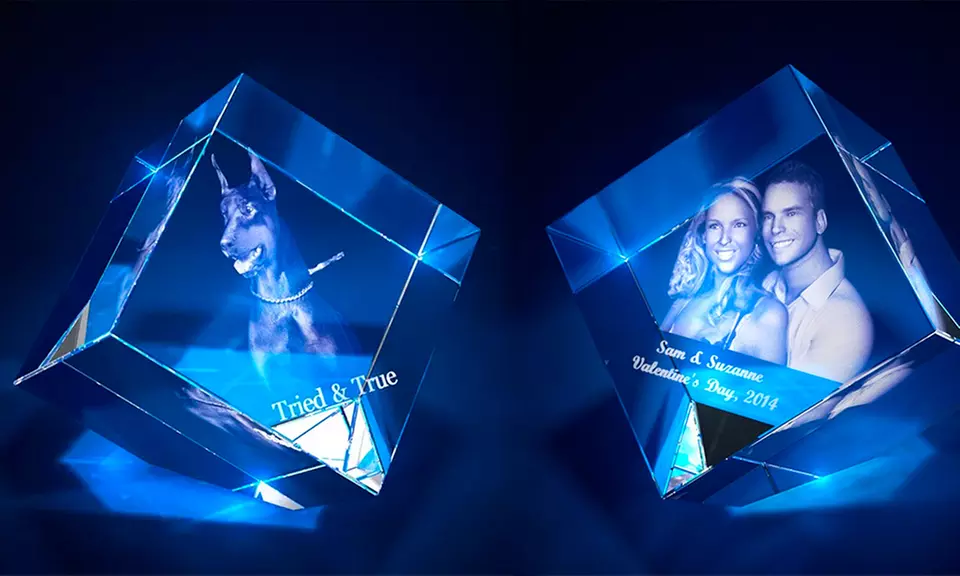 Diamond Shaped Crystal Gift with Customized 3D Photo & Engraving (Up to 66% Off) - Primary Image