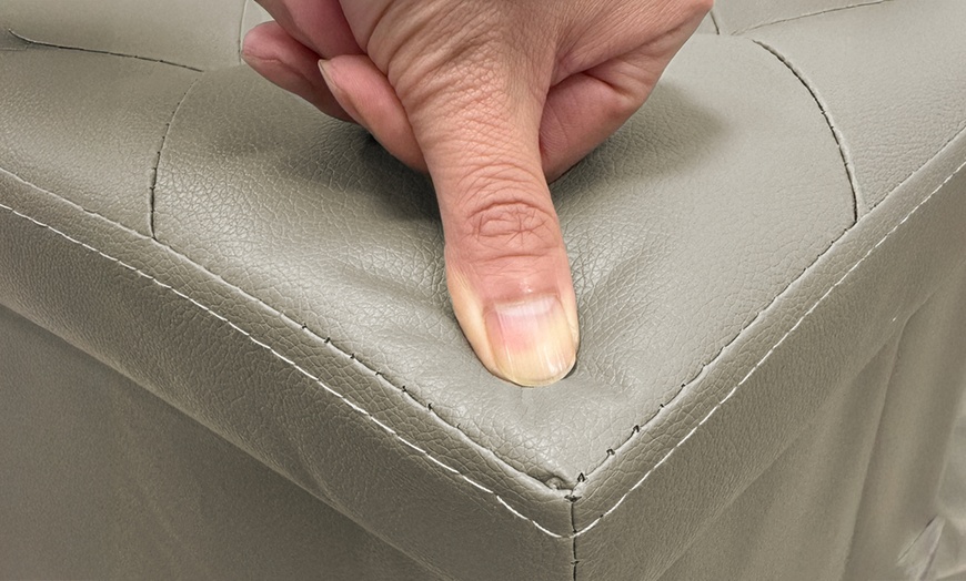 Image 16: Pouf carré en simili cuir avec espace de rangement