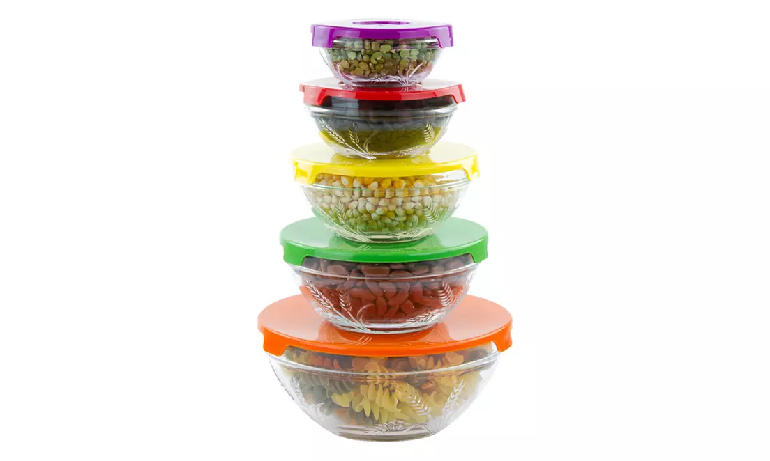 5-Piece Glass Storage Bowl Set with Lids - Second Medium
