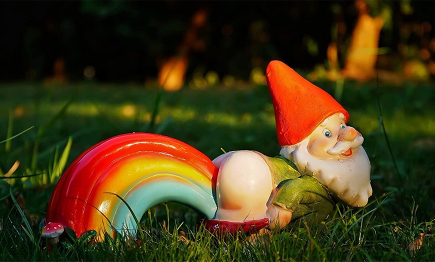 Image 2: Gnome Figurine with Rainbow