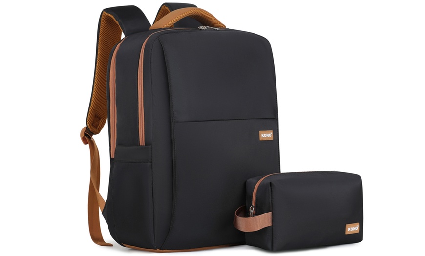 Image 8: Laptop-Rucksack mit USB-Ladefunktion und kleiner Reißverschlusstasche