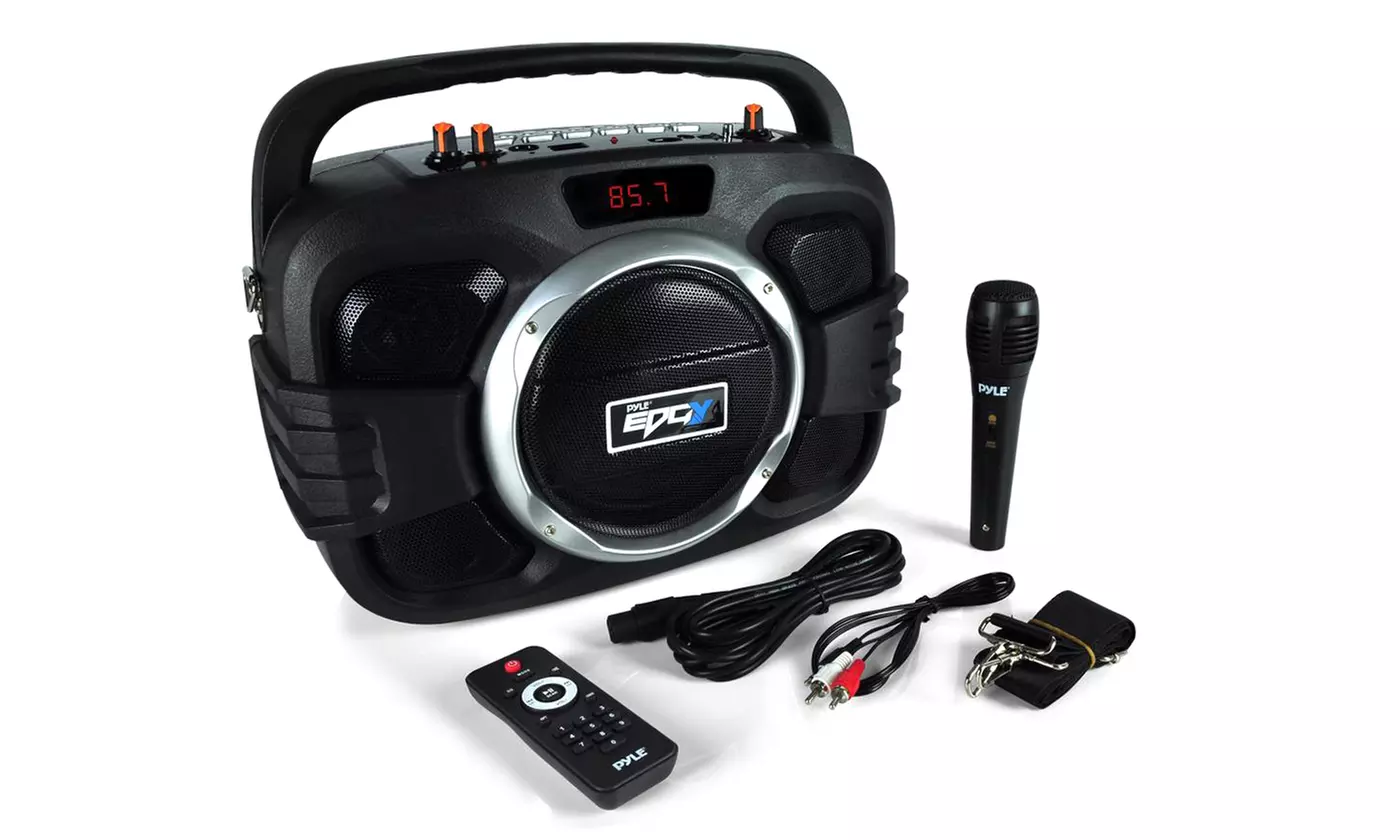 Pyle Compact Bluetooth Boom Box Speaker System with Mic - Primary Image