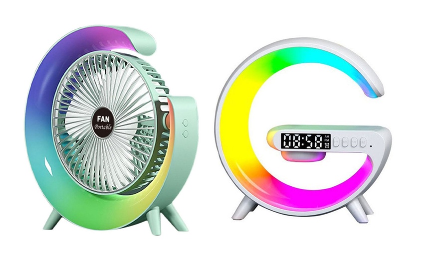 Image 10: USB Rechargeable Desk Fan or Alarm Clock or Set of Both