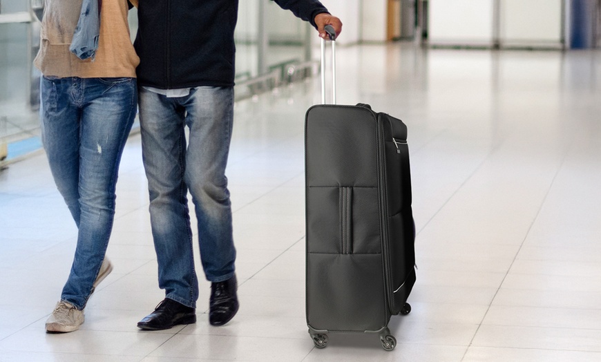 Image 14: Set of 3 Lightweight Luggage - 20'', 24'', 28'' Black Suitcases 