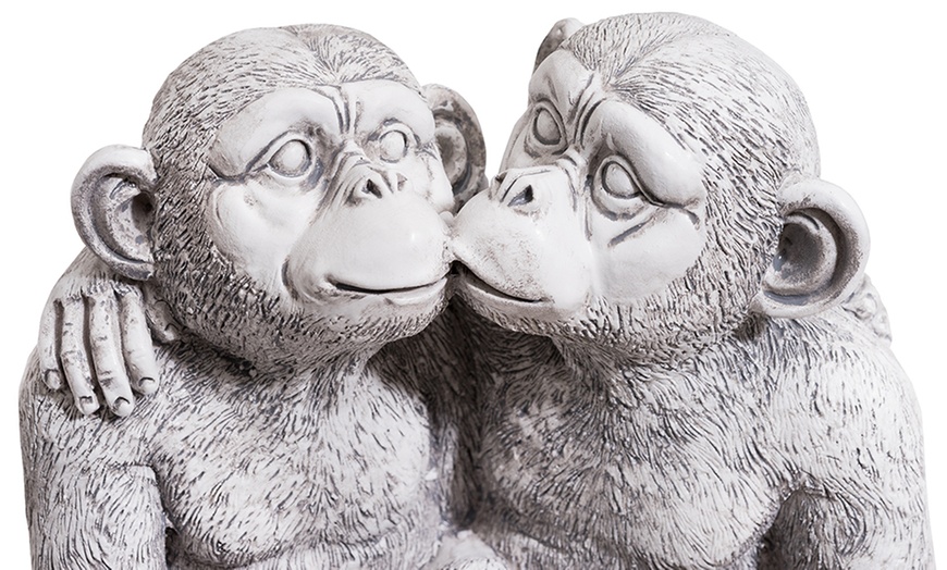 Image 4: One or Two Kissing Chimps Garden Statues
