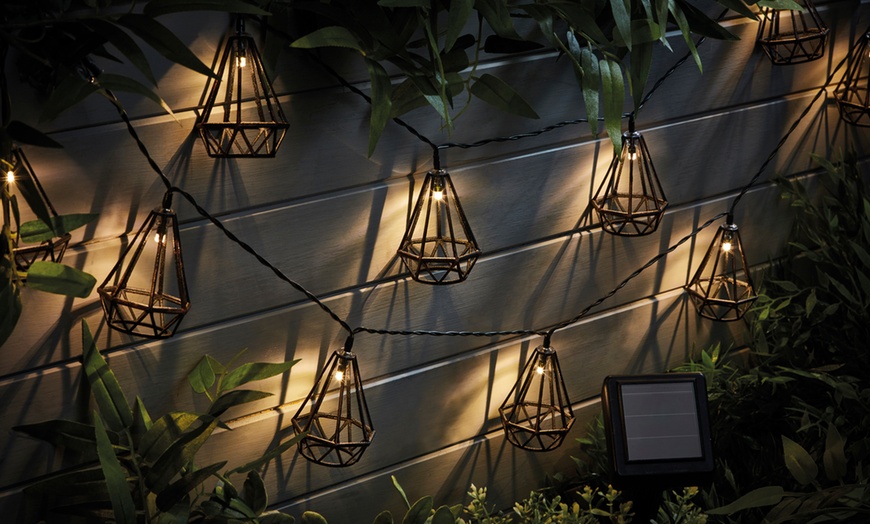 Image 1: Solar LED Bulb Cage String Lights