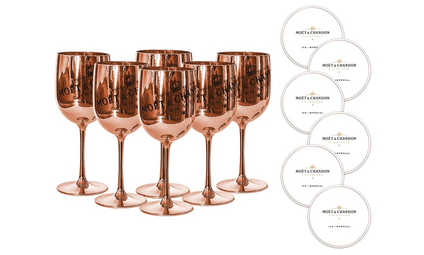 Image 9: Moet Glasses with Coasters