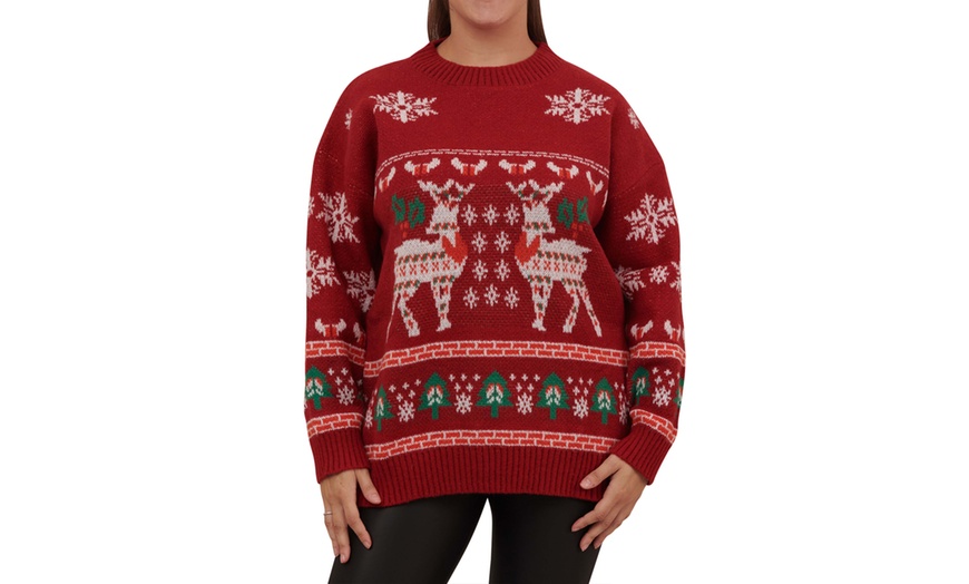 Image 5: Unisex Festive Snowflake and Tree Knitted Christmas Jumper