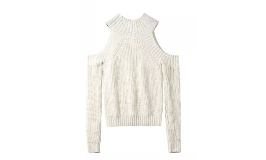 Image 2: Cold Shoulder Chunky Knit Jumper 