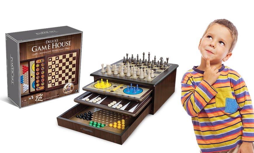 Image 3: Wooden Games Set 10-in-1