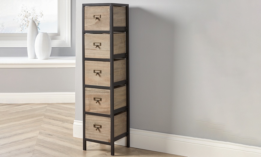 Image 1: Derwent Five Drawer Storage Chest Unit