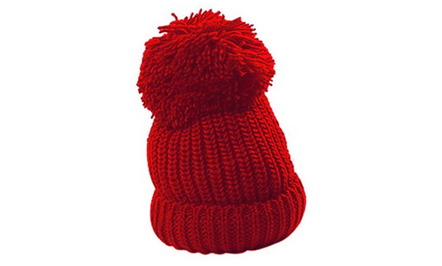 Image 4: Knit Wool Bobble Hat