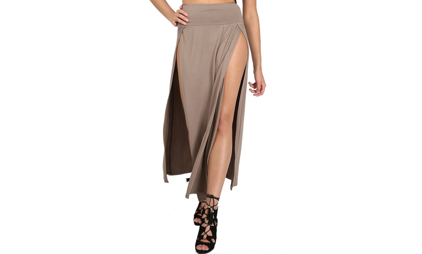 Image 5: High-Waisted Double Split Skirt