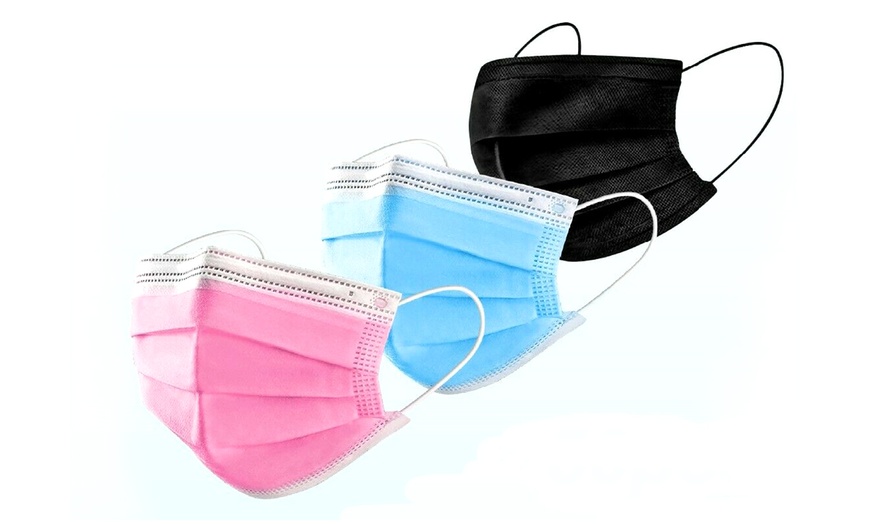 Image 1: 50 Disposable Travel Breathable Face Masks