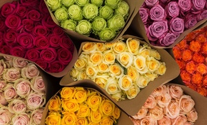 Valentine's Delivery of 24, 36, 48, or 96 Roses: Pick from 4 Colors!