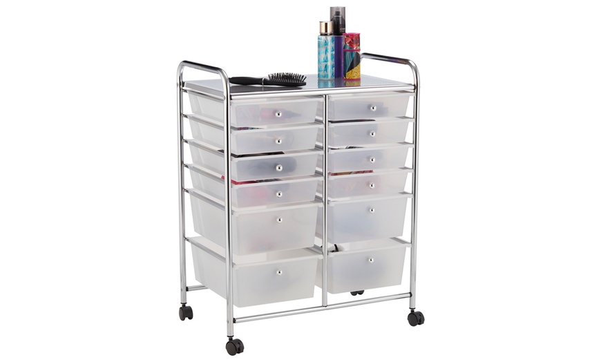 Image 2: 12-Drawer Mobile Storage Trolley