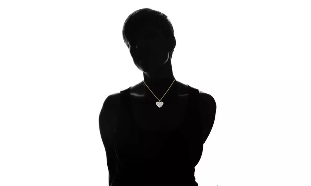 18K Gold Plated Sterling Silver Heart Necklace with Swarovski Crystals - Second Medium