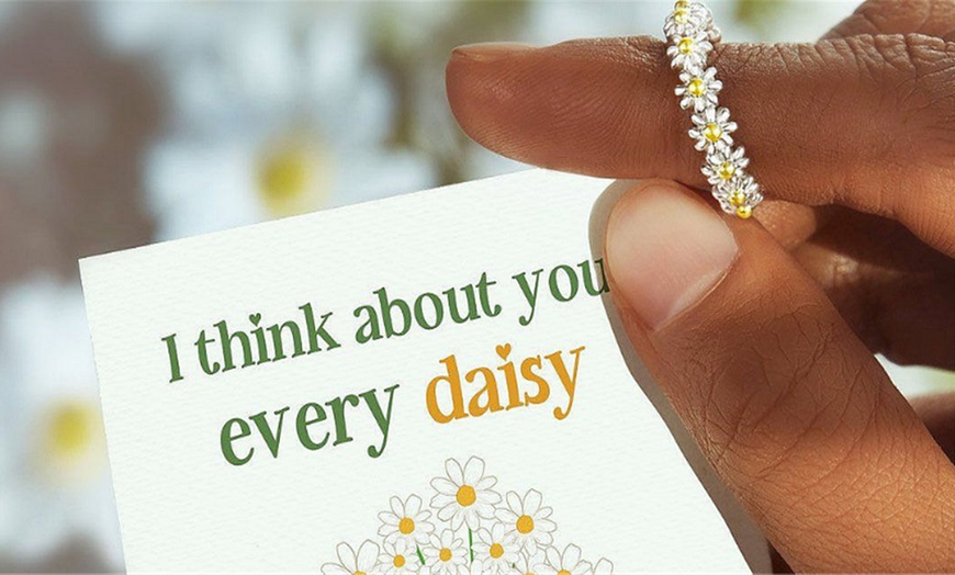 Image 6: I Think About You Every Daisy Ring with Card