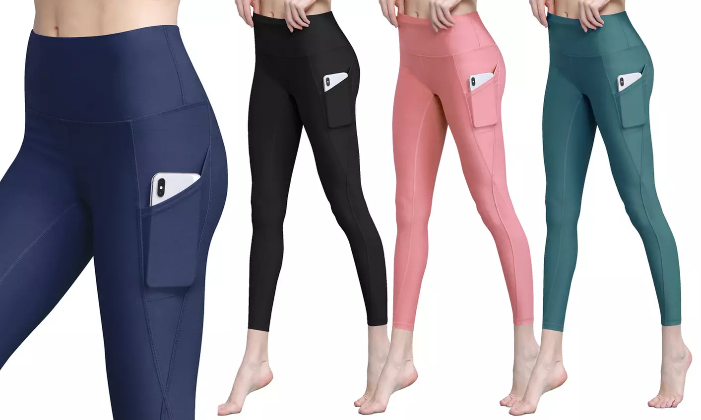 Lock and Love Women's Firm Tummy-Control Slimming Leggings with Pockets. Plus Sizes Available. - Primary Image