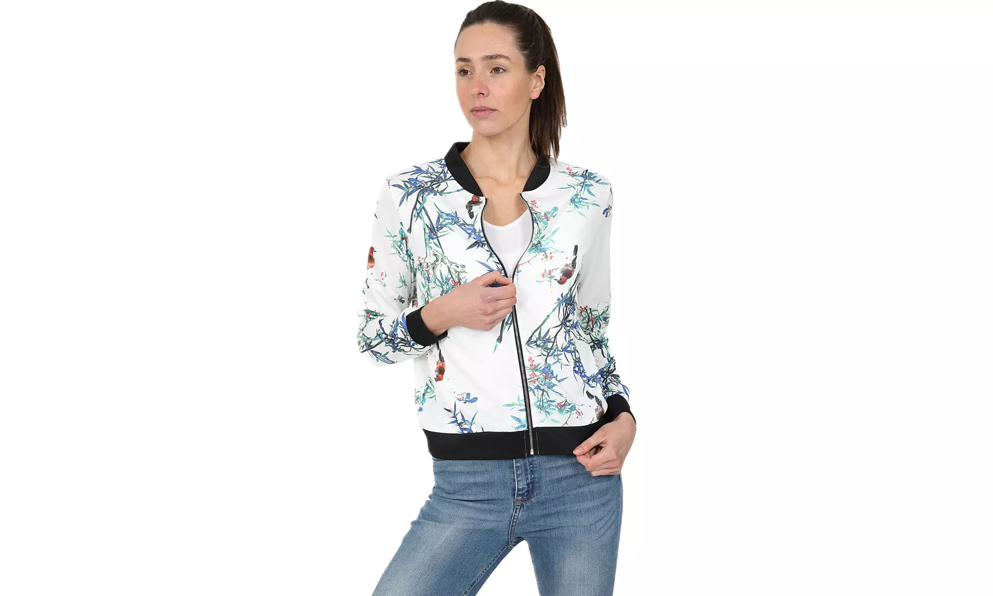 Blu Apparel Floral Bomber Jacket