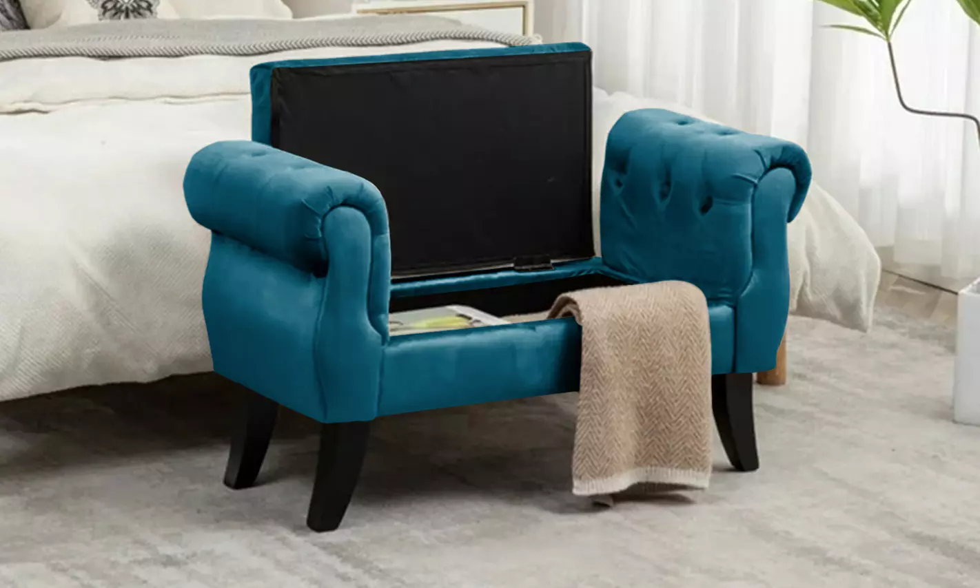 Cassapanca contenitore in velluto Lucrezia