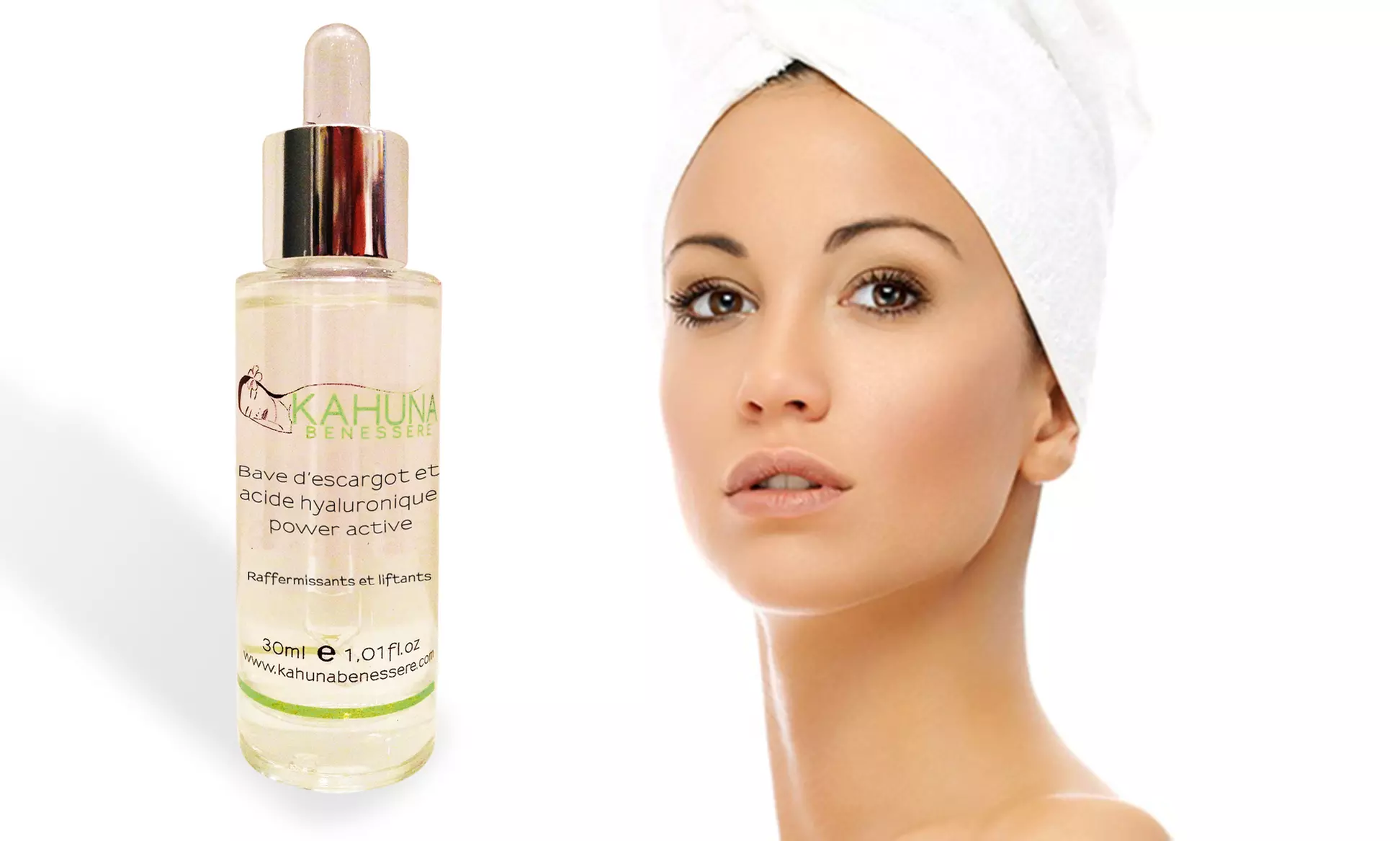 1, 2 ou 3 sérums anti-âge Kahuna Benessere à la bave escargot et acide hyaluronique actif 30 ml - Primary Image