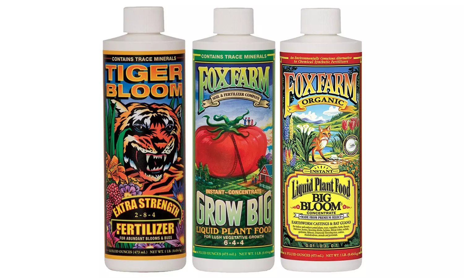 Fox Farm Nutrients: Grow Big, Tiger Bloom, Big Bloom (3-Pack; 16 Oz.) - Second Medium